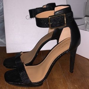 Black Calvin Klein ankle strap heels. Size 8.5